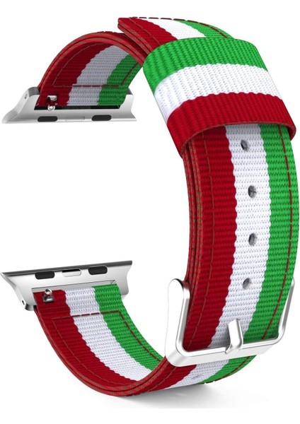 Markacase Için 38-40 mm Pantheon Şeritli Yeşil Kırmızı Kayış