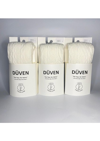 3'lü Paket Carina Cotton Pamuklu Desenli Vanilya Kadın Külotlu Çorap