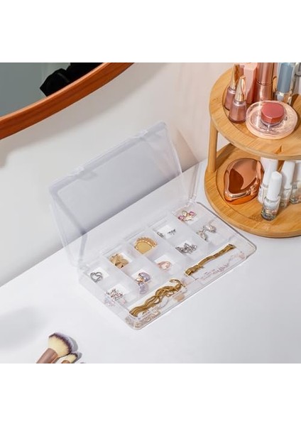 Porsima ORG-601 Aria 12 Bölmeli Kendinden Kapaklı Takı Toka Organizeri Düzenleyici - Şeffaf