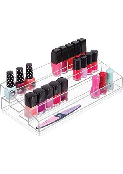 Idesign Tiered Cosmetics & Oje Düzenleyici, The Clarity Collection, 33 x 16,5 Cm, 8,8 Cm, Şeffaf modelleri