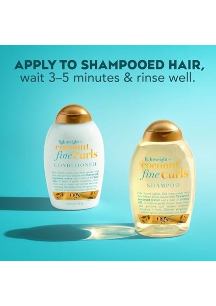 Ogx Lightweight + Hindistan Cevizi Ince Kıvırcık Saç Kremi, Hafif, Hindistan Cevizi Suyu Kremi, 13OZ