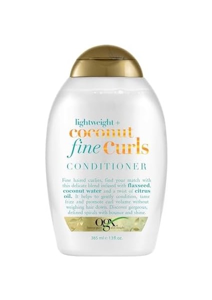 Ogx Lightweight + Hindistan Cevizi Ince Kıvırcık Saç Kremi, Hafif, Hindistan Cevizi Suyu Kremi, 13OZ fiyatları