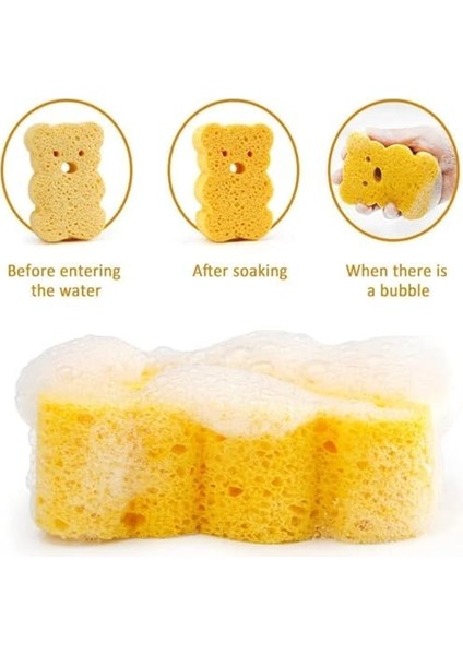 Aputue Banyo Süngeri, 4 Adet Doğal Bebek Banyo Süngeri, Yumuşak ve Sevimli Duş Süngerleri, Bebekler ve Yeni Doğanlar Için Tahriş Etmeyen ve Emici Yapı, Cilt Temizliği ve Peeling Için