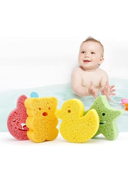 Aputue Banyo Süngeri, 4 Adet Doğal Bebek Banyo Süngeri, Yumuşak ve Sevimli Duş Süngerleri, Bebekler ve Yeni Doğanlar Için Tahriş Etmeyen ve Emici Yapı, Cilt Temizliği ve Peeling Için fiyatları