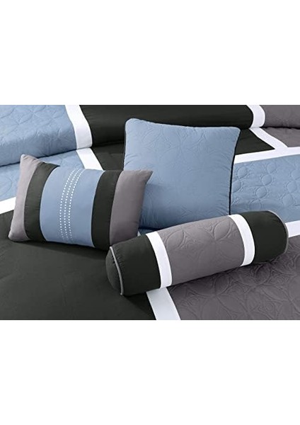 Upland 7 Parça Kapitone Yama Işi Yorgan Seti, Gri/açık Mavi/kömür, fiyatları