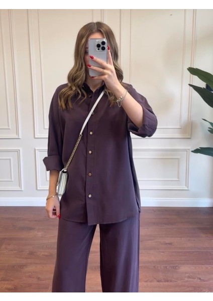 Gömlek Pantolon Modal Takım - Bordo