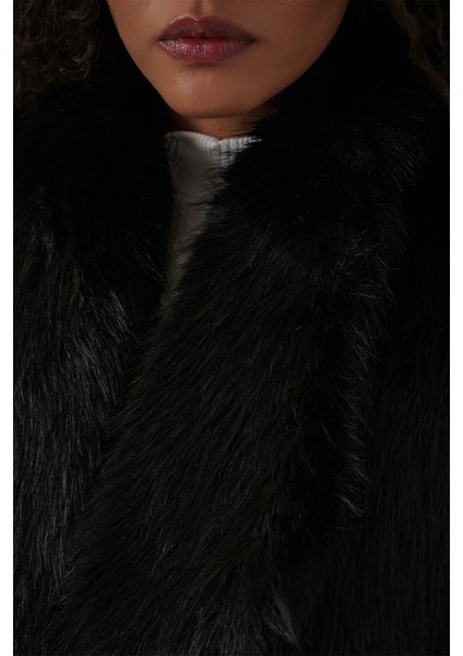 6804 Kadın Kürklü Yelek - Siyah indirimleri