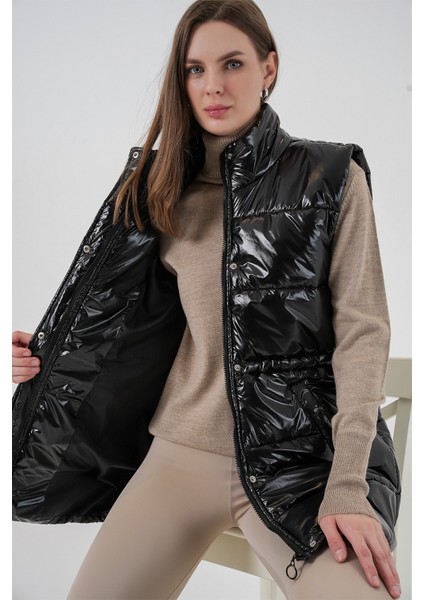 Kadın Parlak Şişme Yelek 5218 - Siyah fırsatları