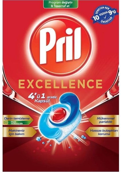 Pril Excellence 4in1 40 Bulaşık Makinesi Kapsülü, 40 Kapsül