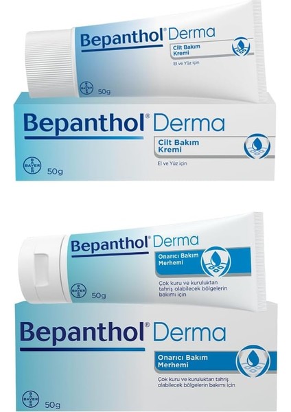 Bepanthol Cilt Bakım Kremi 50 gr + Onarıcı Merhem 50 gr L Avantajlı Günlük Bakım Seti modelleri