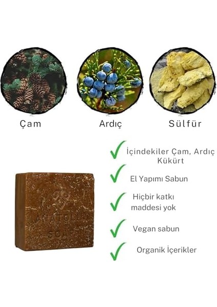 Anatolia Soap 1978 Antioch Koleksiyonu Çam Ardıç Kükürt Doğal Özel Üretim Egzama Sivilce 1 Kalıbı 130 Gr. Tekli Paket