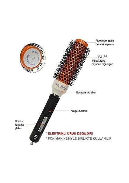 Land Of Myth - LOM1303 Nano Teknoloji Seramik + Iyonik Termal Fön Saç Fırçası, Profesyonel Seri (45 Mm) fiyatları