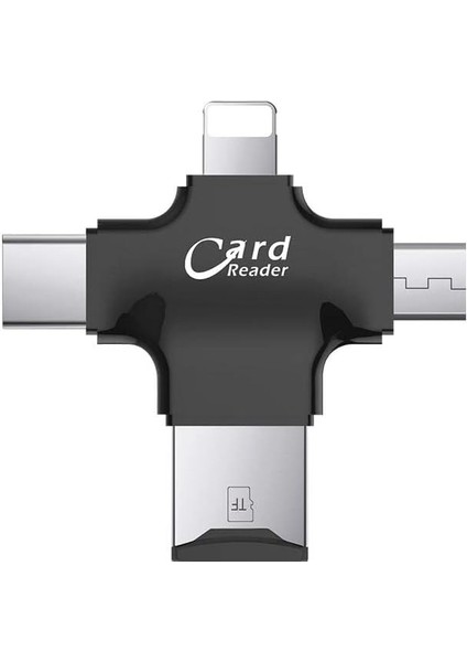 Gn-24 Otg 4 In 1 Micro USB Disk Type C Mikro Sd Kart Okuyucu Ios (Siyah)