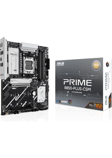 prıme b850-plus-csm amd b850 am5 ddr5 8000 dp hdmı 3x m2 usb3.2 aura rgb 2.5gbit lan atx 256gb’a kadar ram desteği, 1xgen5 m.2, uzaktan yönetim yazılımı