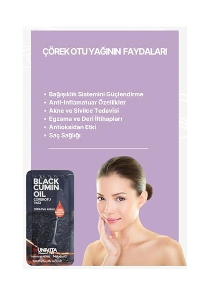 Unıvıta %100 Doğal Katkısız Çörek Otu Yağı - Saç Güçlendirici/black Cumin Oil 4ml x 6 Adet fiyatları
