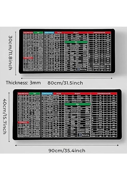 Key Süper Büyük Kaymaz Klavye Pedi - Ofis Yazılımı Kısayolları Desenli, Kaymaz Klavye Pedi, Ofis Yazılımı Kısayolları Için Hızlı Anahtar Klavye Pedi Mousepad (800 x 300 x 3 Mm) modelleri