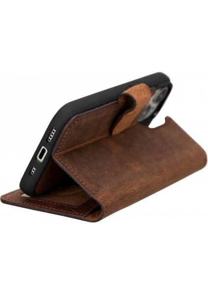 Apple iPhone 15 Uyumlu Deri Cüzdanlı Kılıf Mwwn G2 Kahve modelleri