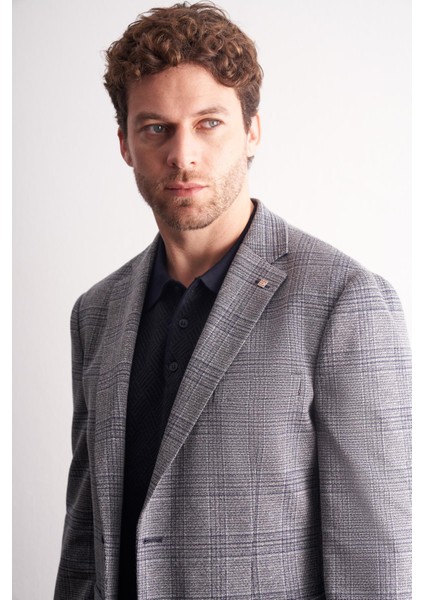 Lacivert Mono Yaka Ekose Desen Pamuklu 6 Drop Comfort Fit Classic Ceket 1002255152 fırsatları