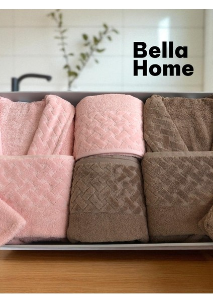 8 Parça Hasır Aile Bornoz Seti - Çeyiz Seti - %100 Pamuk - Orijinal Lüks Kutu