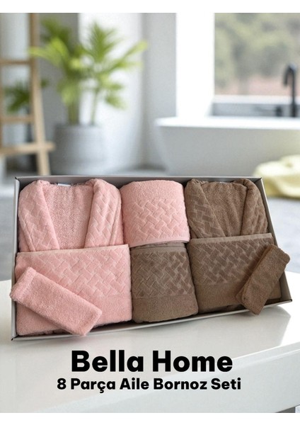8 Parça Hasır Aile Bornoz Seti - Çeyiz Seti - %100 Pamuk - Orijinal Lüks Kutu modelleri