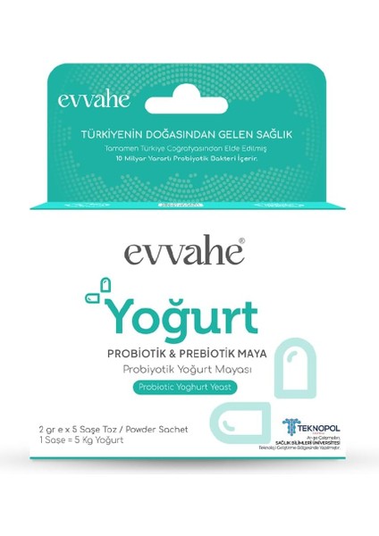 Evvahe Doğal Probiyotik, Yoğurt, Mayası, 2gr, X, 5, Şase
