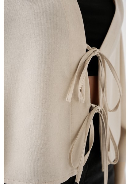 Önü Bağlamalı Keten Kimono 960 - Ekru fiyatları