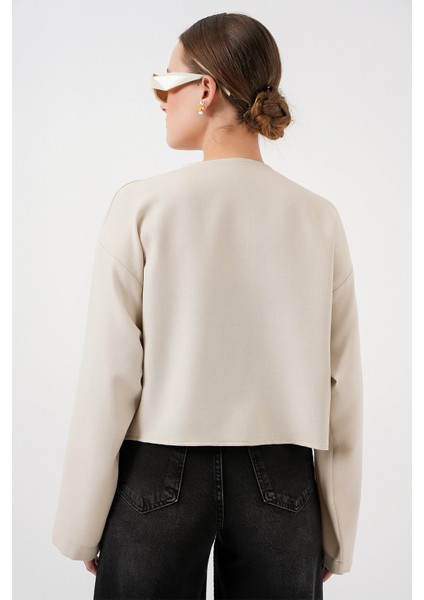 Önü Bağlamalı Keten Kimono 960 - Ekru modelleri