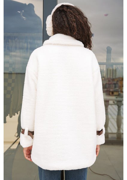5206 Kadın Oversize Peluş Mont - Taba modelleri
