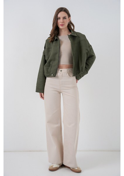 Kadın Oversize Süet Ceket 1055 - A.haki fiyatları