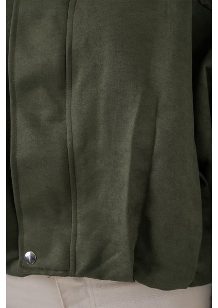 Kadın Oversize Süet Ceket 1055 - A.haki indirimleri