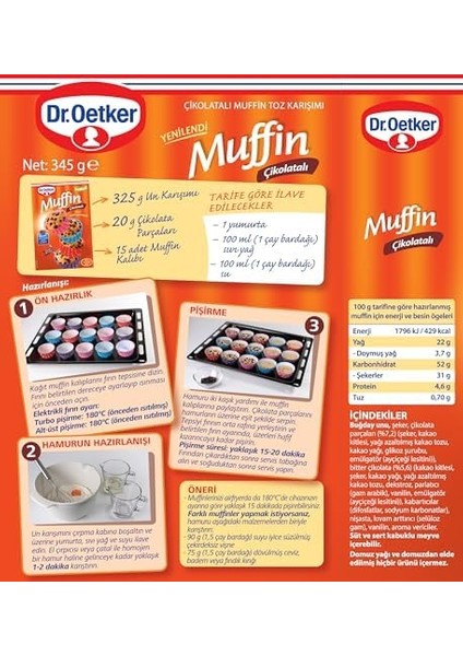 Dr. Oetker Muffin - Çikolatalı 345 gr fiyatları
