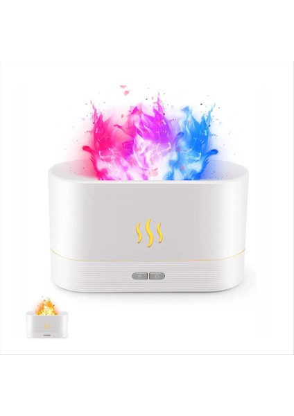 USB Güç Taşınabilir Masaüstü Nemlendirici 7 Renk Işığı ile Simüle Alev Hava Nemlendiricisi Bahar Hediyesi (Yurt Dışından)