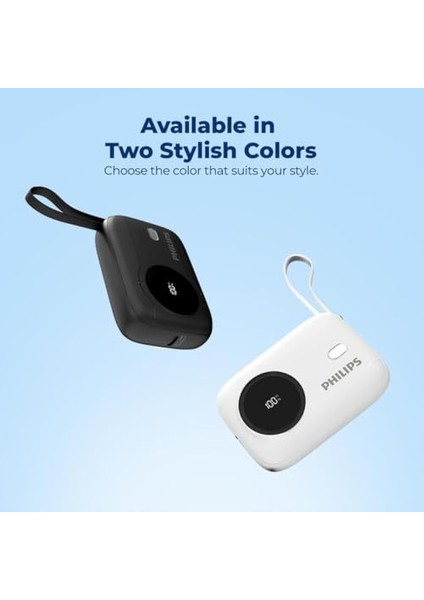 DLP8722 Dahili Kablolu Powerbank, 10000 Mah, Dahili Type-C ve Lightning Kablo, Dijital Ekran, 3.6V, Akım Korumalı, Aşırı Şarj Korumalı, 182G (Beyaz) modelleri