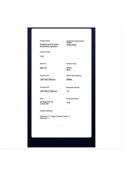 Dolphin Su Damlacık Nemlendiricisi Bluetooth Hoparlör Işık Tonu Nemlendirici Renkli Işıklar (Yurt Dışından)