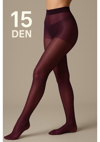 Kadın Mürdüm Rengi Ince Fit 15 Den Parlak Burunlu Külotlu Çorap modelleri