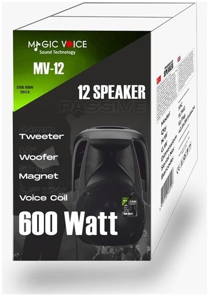 Mv-12 600 Watt 12'' 2-Yollu Pasif Kabin Hoparlör fırsatları