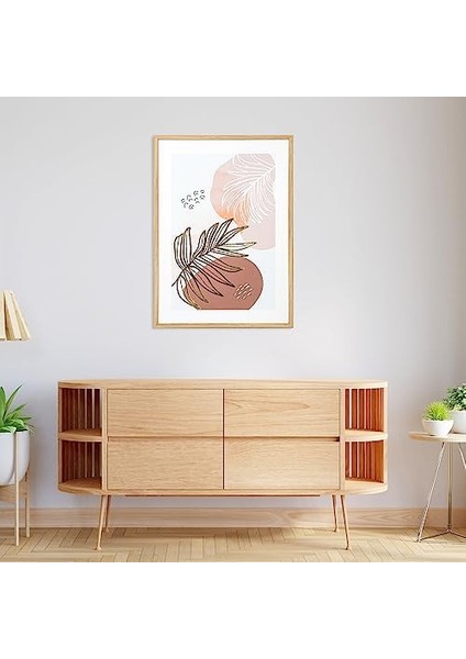 Ahşap Çerçeveli Kabartmalı Yaprağı Mdf Üzeri Baskı Tablo Somon- 50X2,5X70 Cm. fiyatları