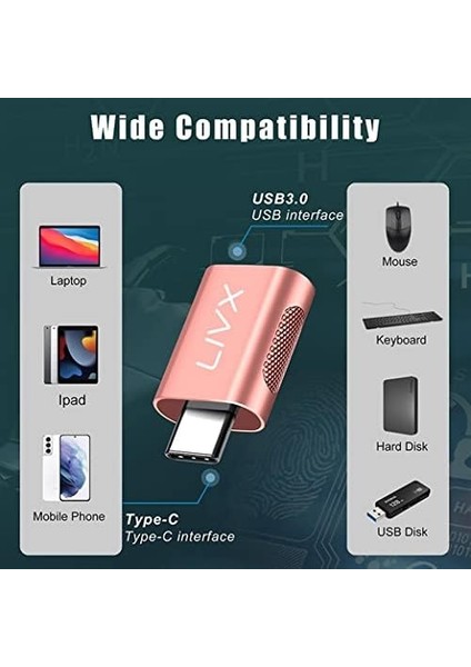 Livx USB 3.0 To Type-C Çevirici Dönüştürücü Otg Adaptör Rose Otgrg modelleri