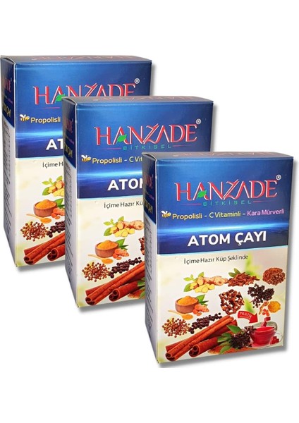 Hanzade Bitkisel Propolisli - C Vitaminli - Kara Mürverli Atom Çayı Kış Çayı 150 gr x 3 Adet fiyatları