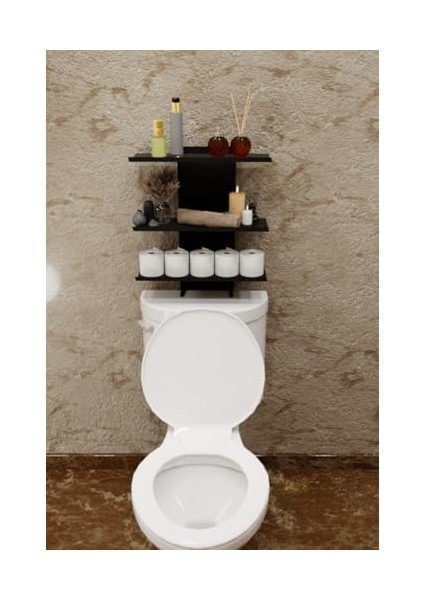 Siyah Klozet Üstü Raf, Organizer Tuvalet Kağıtlık ve Wc Tuvalet Düzenleyici MT116S modelleri