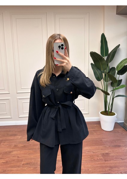 Kemerli Modal Takım - Siyah