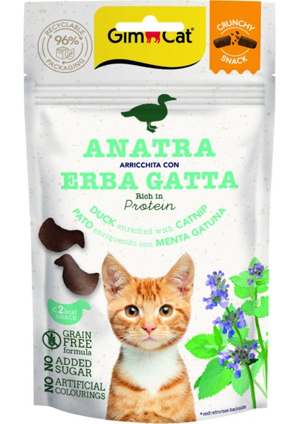 Crunchy Snacks Ördekli ve Kedi Naneli Tahılsız Kedi Ödülü (50 Gr)