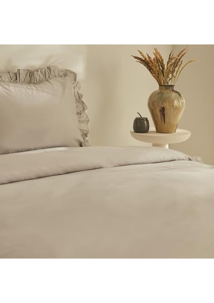 Pure RUFFLE%100 Pamuk Çift Kişilik Nevresim Takımı Açık Gri modelleri