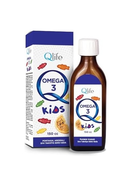 Qlife Çocuklara Özel Yüksek Epa ve Dha Balık Yağı Portakal Aromalı Omega 3 Kids Şurup 150 ml