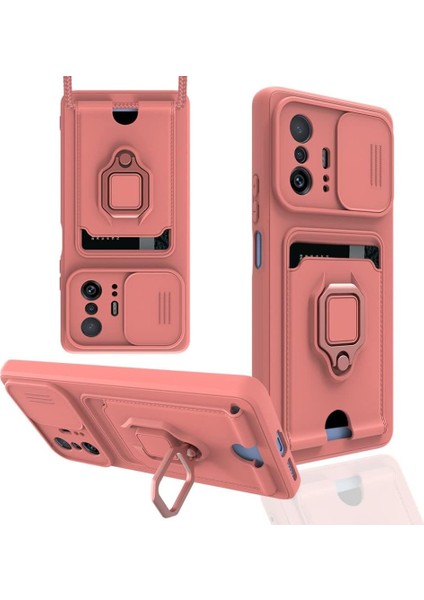 Mi 11T Pro Kılıf Ipli Lens Sürgülü Yüzüklü Kartvizitli Silikon Zuma