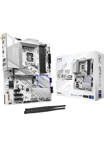 Asrock Z890 Pro Rs Wifi 6e Beyaz Intel Core Ultra LGA1851 Rl-Ilm Ddr5 8666 Mhz 256 GB Atx Anakart M.2 modelleri