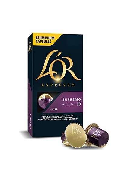 L'or Supremo, Core Collection, Yoğunluk 10, Yoğun Kavrulmuş ve Meyvemsi Notalar Espresso Kapsülleri, 10 Adet modelleri