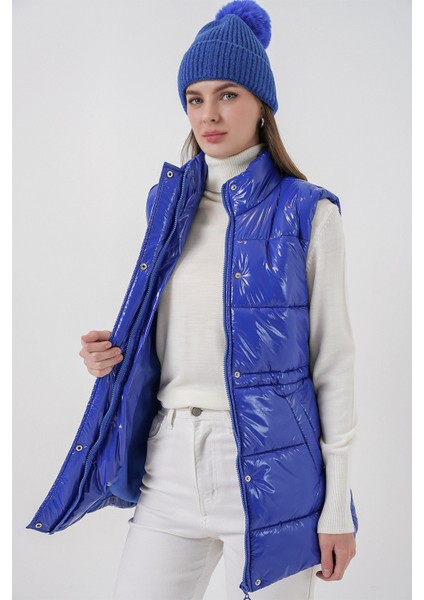 Kadın Parlak Şişme Yelek 5218 - Saks indirimleri