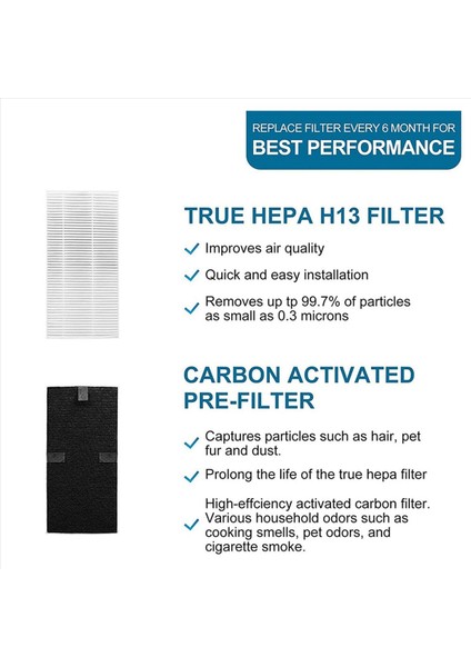 HRF201B için 6 Pack Hava Temizleme Filtresi Febreze FRF102B ve Honeywell Filtresi U HRF201B HHT290 ET için Yedek U Hepa Filtresi (Yurt Dışından)