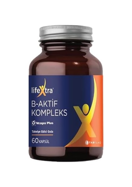 Lifextra B-Aktif Kompleks 60 Bitkisel Kapsül Metilkobalamin Metilfolat P5P R5P Inositol Biotin